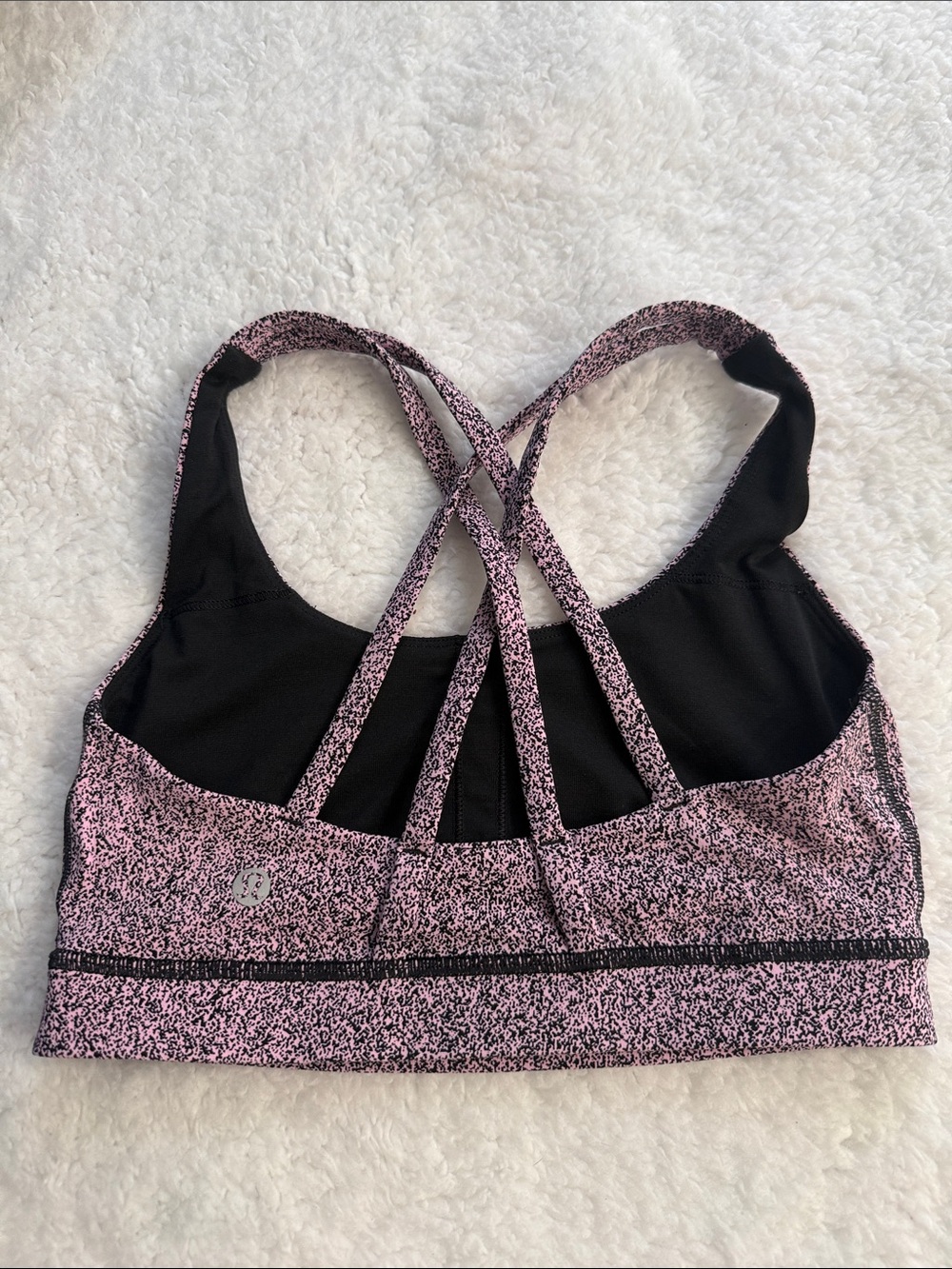 lululemon athletica Pink Speckle Strappy Sports Bra with Black Back